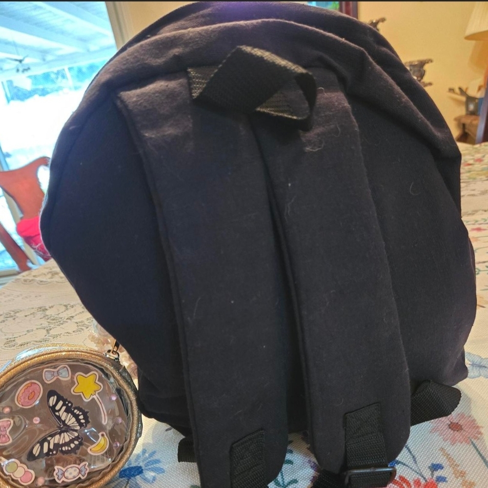 Black and Pink Backpack with Butterfly and Rhinestone Accents - Picture 4 of 4